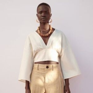 Zara Linen Blouse Shirt  NWT